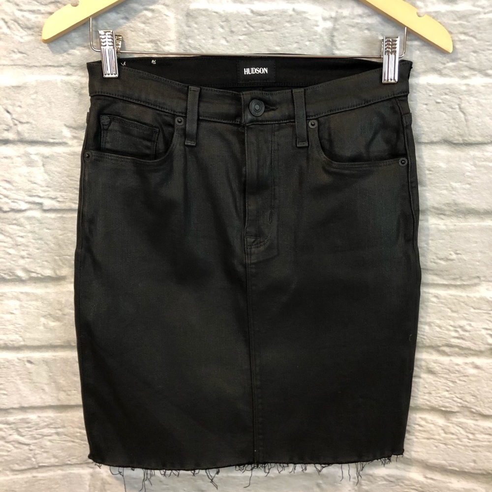 Hudson Robbie Midrise Coated Mini Pencil Skirt - Picture 3 of 8